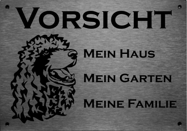 Edelstahl Warnschild Pudel VORSICHT Mein Haus mein Garten meine Familie
